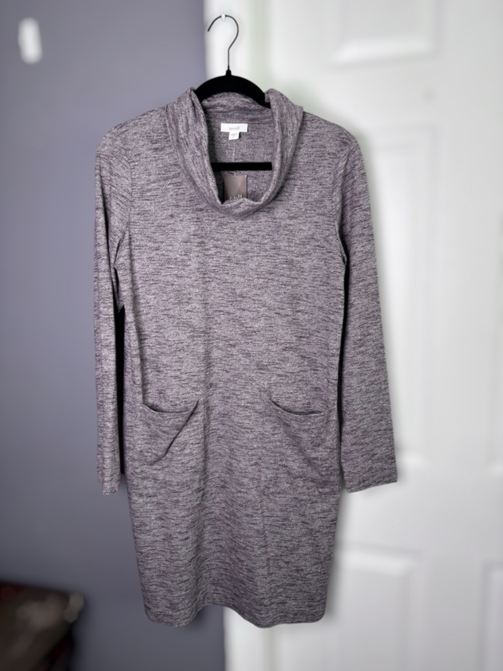 J. Jill Pure Jill Marled Purple Cowl Neck Pocket Dress Size S